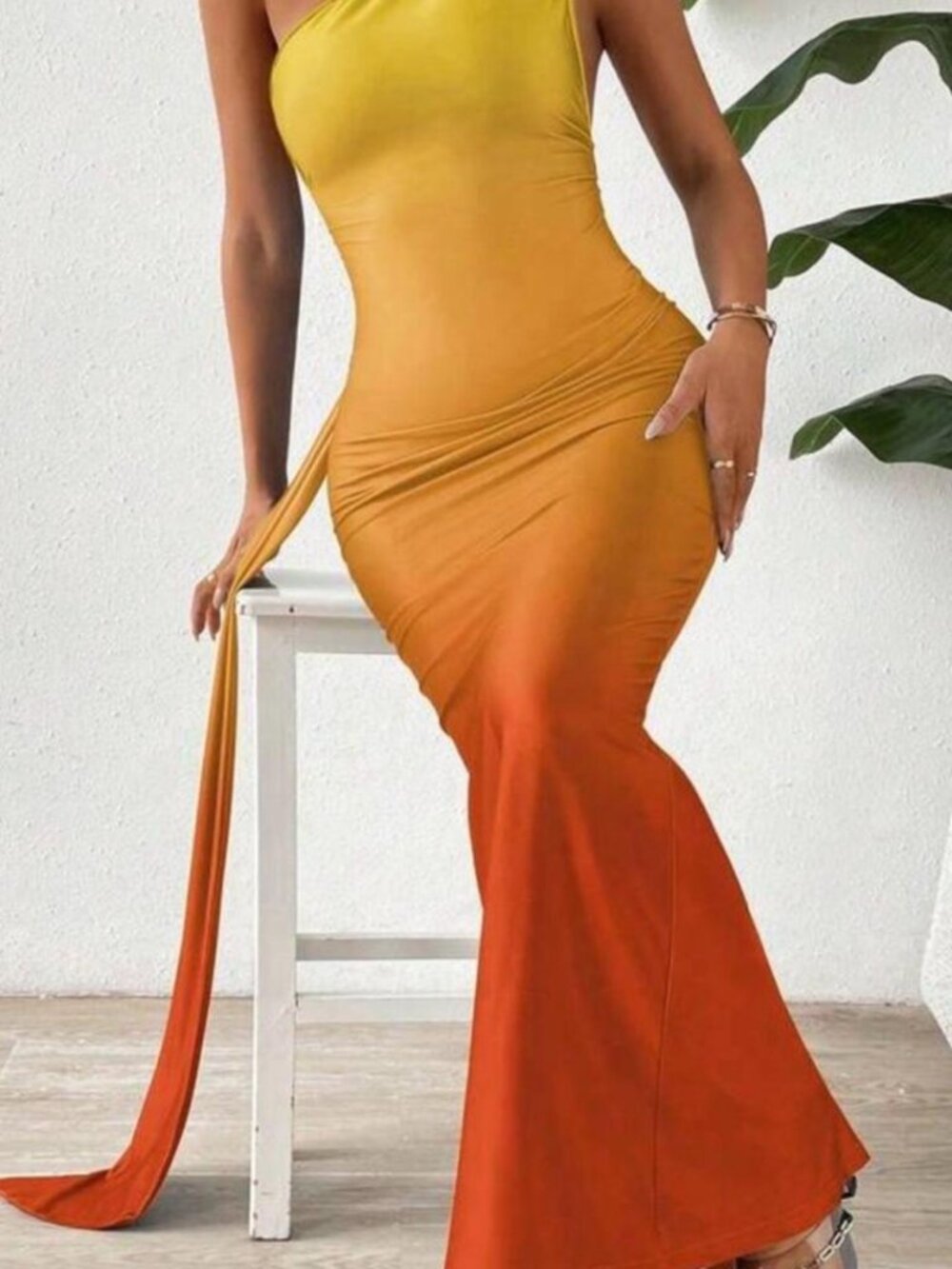 SHEIN Women's Orange and Yellow Dress
